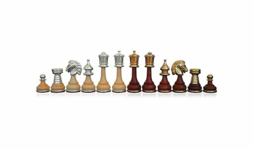 Jeu d'Echecs "Large Persian" en Bois et Laiton Massif Plaqué Or et Argent